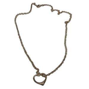 VINTAGE  Necklace Chain Floating Open Heart Charm Pendant  Sterling Silver 925